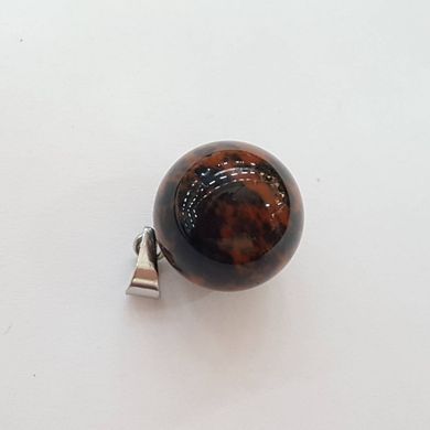 Кулон из яшмы парчевой 14 мм, из натурального камня, подвеска, украшение, медальон, коричневый с черными вкраплениями
