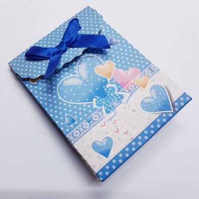 Подарочный пакет, конверт, для украшений, из картона, 10,5*7,5*4 см, разноцветный с атласным бантом