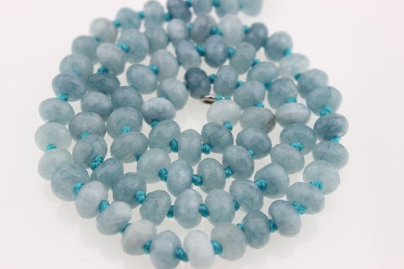 Аквамарин бусины 8*5 мм, ~77 шт / нить, натуральные камни, на нитке, голубые