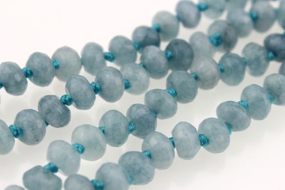 Аквамарин бусины 8*5 мм, ~77 шт / нить, натуральные камни, на нитке, голубые