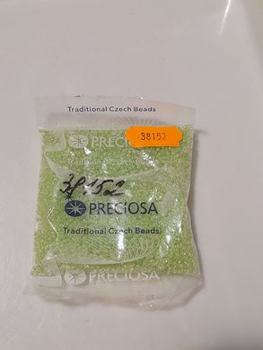 Бисер чехия Preciosa, размер 10, упаковка ~50 гр, с свечением внутри, салатовый