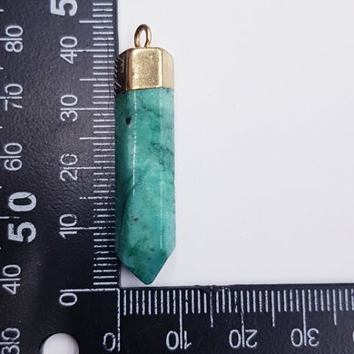 Кулон из нефрита 43*9*9 мм, кристалл из натурального камня в металлическом обрамлении, подвеска, украшение, медальон, зеленый