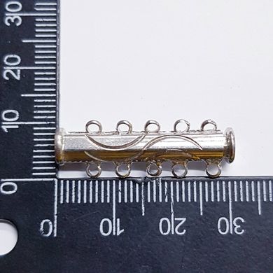 Карабин коннектор магнитный, 30*10*6 мм, из бижутерного сплава, платина
