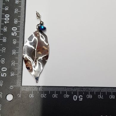 Серьги лист, из медицинской стали, на металлической основе, серебро