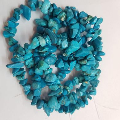Бирюза натуральный бусины ширина 5-12 мм, длина нитки 44 см, крошка, натуральные камни, голубая