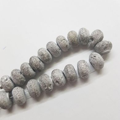 Кварц бусины друзы 9*6 мм, шлифованные, натуральные камни, поштучно, серый