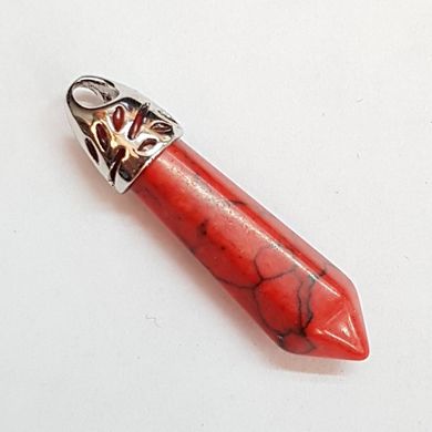 Кулон из бирюза 35-40*8*8 мм, кристалл из натурального камня, подвеска, украшение, медальон, красный.