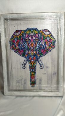 Картина, из страз, 39.5*30*2.5 см, слон, разноцветная