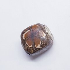 Бусины Пандора, 12-15*12-14 мм, из бижутерного сплава, из глины, коричневый с цветами