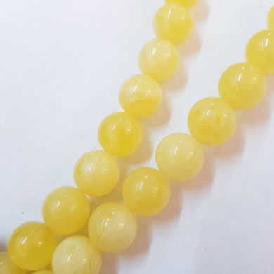 Янтарь бусины 6 мм, ~88 шт / нить, синтетические камни, на нитке, лимонный