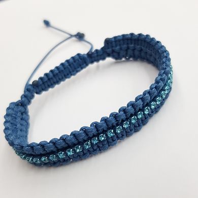 Браслет шамбала с цепью со стразами, длинна ~17-18.5 см , ширина ~12-14 мм, синий с голубой цепью
