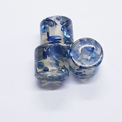 Бусина смола 9-10*11 мм, поштучно, имитация янтаря, синий с белым