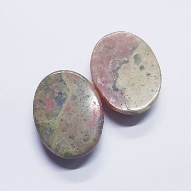 Кабошон з унакита 20 * 15 * 6 мм, з натурального каменю, прикраса, рожевий з зеленим