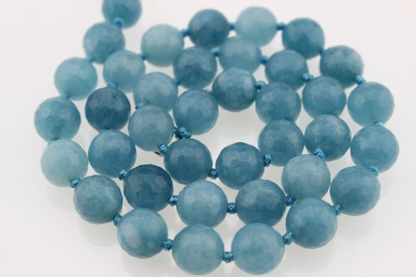 Аквамарин бусины 10 мм, ~38 шт / нить, натуральные камни, на нитке, голубые