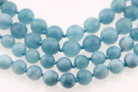 Аквамарин бусины 10 мм, ~38 шт / нить, натуральные камни, на нитке, голубые