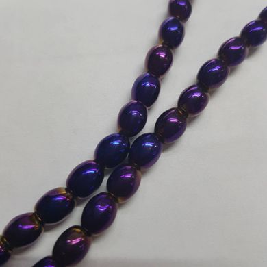 Гематит бусины 6*8 мм, ~56 шт / нить, натуральные камни, на нитке , бензин фиолетовый