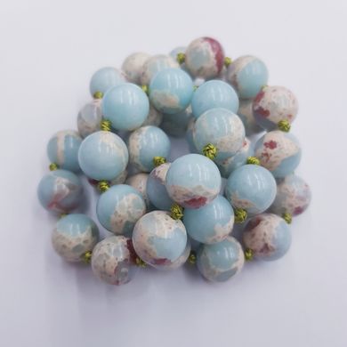 Варисцит бусины 10 мм, ~37 шт / нить, натуральные камни, на нитке, светло голубой с пятнами