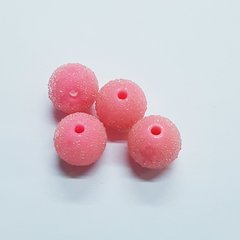 Бусины акрил 12 мм, поштучно, эффект сахара, ярко-розовый