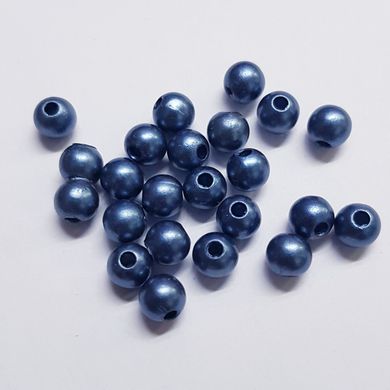 Бусина пластиковая, 6 мм, из пластмассы, темно-синий, перламутровый