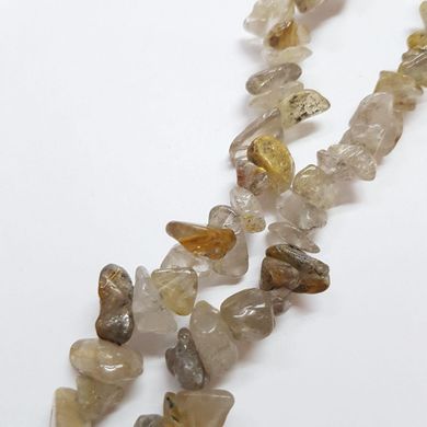 Цитрин натуральный бусины ширина 8-15 мм, длина нитки 43 см, крошка, натуральные камни, серо-бежевый