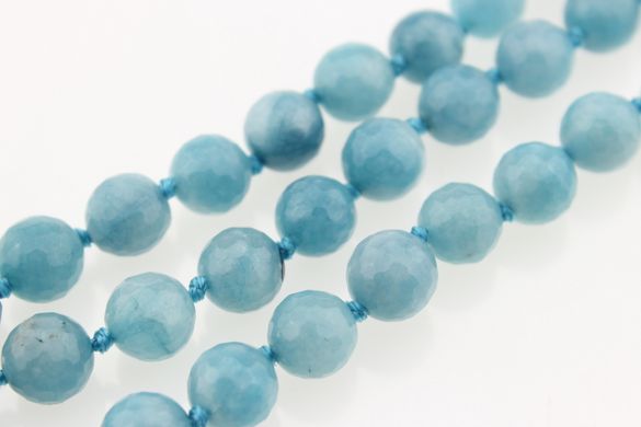 Аквамарин бусины 8 мм, ~47 шт / нить, натуральные камни, на нитке, голубые