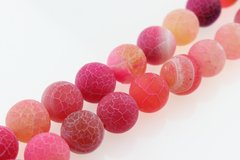 Агат морозный бусины 12 мм, натуральные камни, поштучно, розово-красный