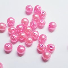 Бусина пластиковая, 6 мм, из пластмассы, светло-розовый, перламутровый