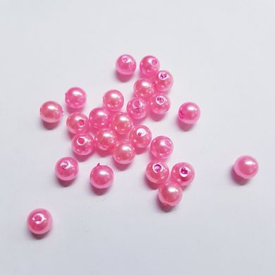 Бусина пластиковая, 6 мм, из пластмассы, светло-розовый, перламутровый