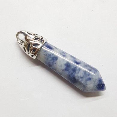 Кулон из азурита 35-40*8*8 мм, кристалл из натурального камня, подвеска, украшение, медальон, белый с синим