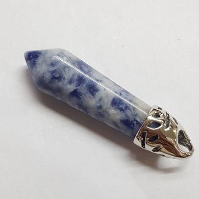 Кулон из азурита 35-40*8*8 мм, кристалл из натурального камня, подвеска, украшение, медальон, белый с синим