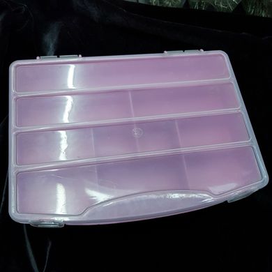 Організатор для намистин 24 * 18 * 4 см на 10 комірок, пластиковий, рожевий з прозорим