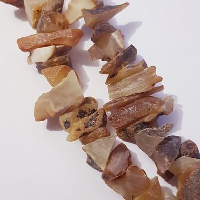 Янтарь необработанный бусины 7-23 мм, длина нитки 51 см, натуральные камни, желтые, крошка