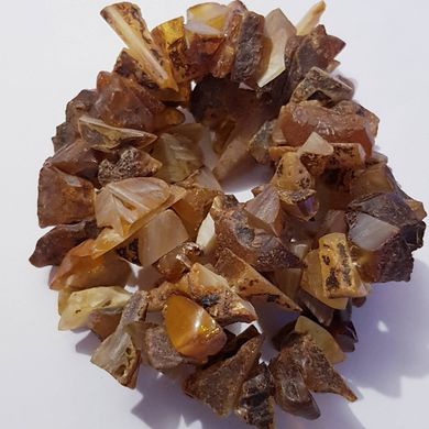 Янтарь необработанный бусины 7-23 мм, длина нитки 51 см, натуральные камни, желтые, крошка