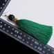 Серьги кисти из шелковых ниток с натуральным камнем Авантюрином, длина изделия около 12 см, зеленый
