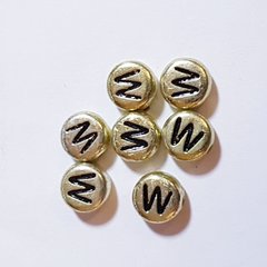 Бусины акрил 7*4 мм, поштучно, с буквами, имитация металла, золото