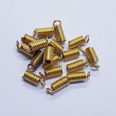 Концевик-пружинка металлический, из бижутерного сплава, 7*3 мм, золото