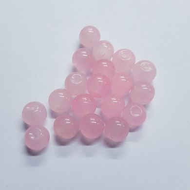 Намистини акрил 8 мм, поштучно, ефект желе, рожевий
