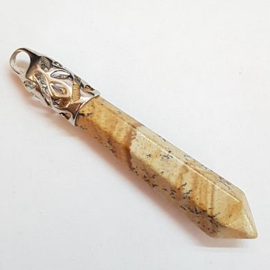 Кулон из яшмы 60-63*10*8 мм, кристалл из натурального камня, подвеска, украшение, медальон, коричневый.