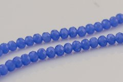 Хрусталь бусины 4 мм, ~140 шт / нить, на нитке, сине-голубой не прозрачный.