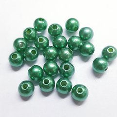 Бусина пластиковая, 6 мм, из пластмассы, темно-зеленый, перламутровый