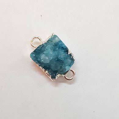 Коннектор из кварца 10-26*7-11*7-12 мм, друз из натурального камня в металлическом обрамлении, подвеска, украшение, медальон, голубой