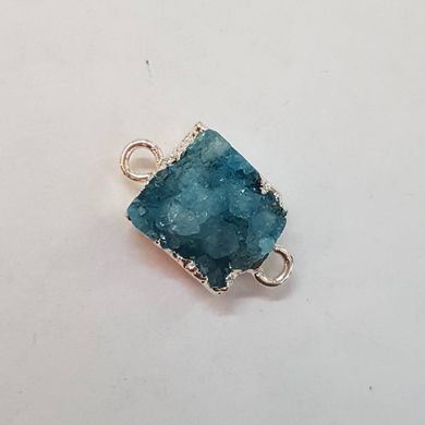 Коннектор из кварца 10-26*7-11*7-12 мм, друз из натурального камня в металлическом обрамлении, подвеска, украшение, медальон, голубой