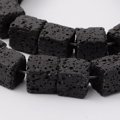 Лава бусины сторона 10 мм, натуральные камни, поштучно, черные