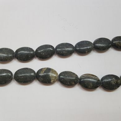 Змеевик прессованный бусины 17*13 мм, ~20 шт / нить, натуральные камни, на нитке, темно-зеленый
