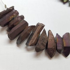 Кварц бусины сколы 14-32*4-9 мм, окрашенные, натуральные камни, поштучно, коричневые