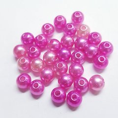 Бусина пластиковая, 6 мм, из пластмассы, розовый, перламутровый
