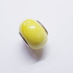 Бусины Пандора, 10-12*14-16 мм, из бижутерного сплава, из фарфора, желтый