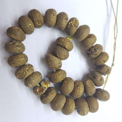 Кварц бусины друзы 9*6 мм, шлифованные, натуральные камни, поштучно, золотой