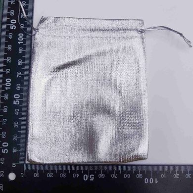 Подарочный мешочек для украшений, из органзы, 9,5*12 см, со шнурком, серебро