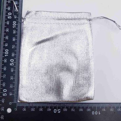 Подарочный мешочек для украшений, из органзы, 9,5*12 см, со шнурком, серебро
